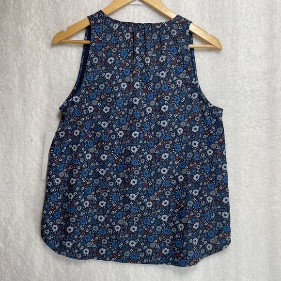 Outerknown Arlyn Top S Floral Sleeveless Blouse Dark Navy Blue Boho Summer - Picture 7 of 7